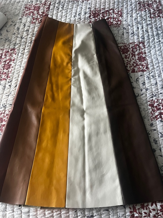 MOTHER Dresses & Skirts - MOTHER Colorblock Midi Skirt in Mustard, Cream & Brown